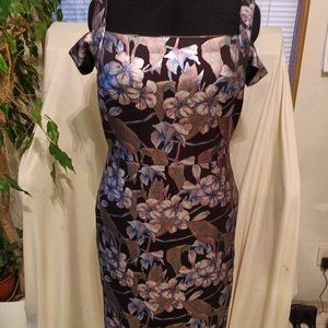 Sexy, Bodycon, Cold Shoulder, Metallic Floral Dress for the Goddess in YOU